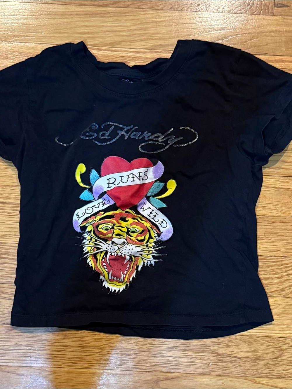 Ed Hardy Black Graphic Tiger Tee - Black Size M